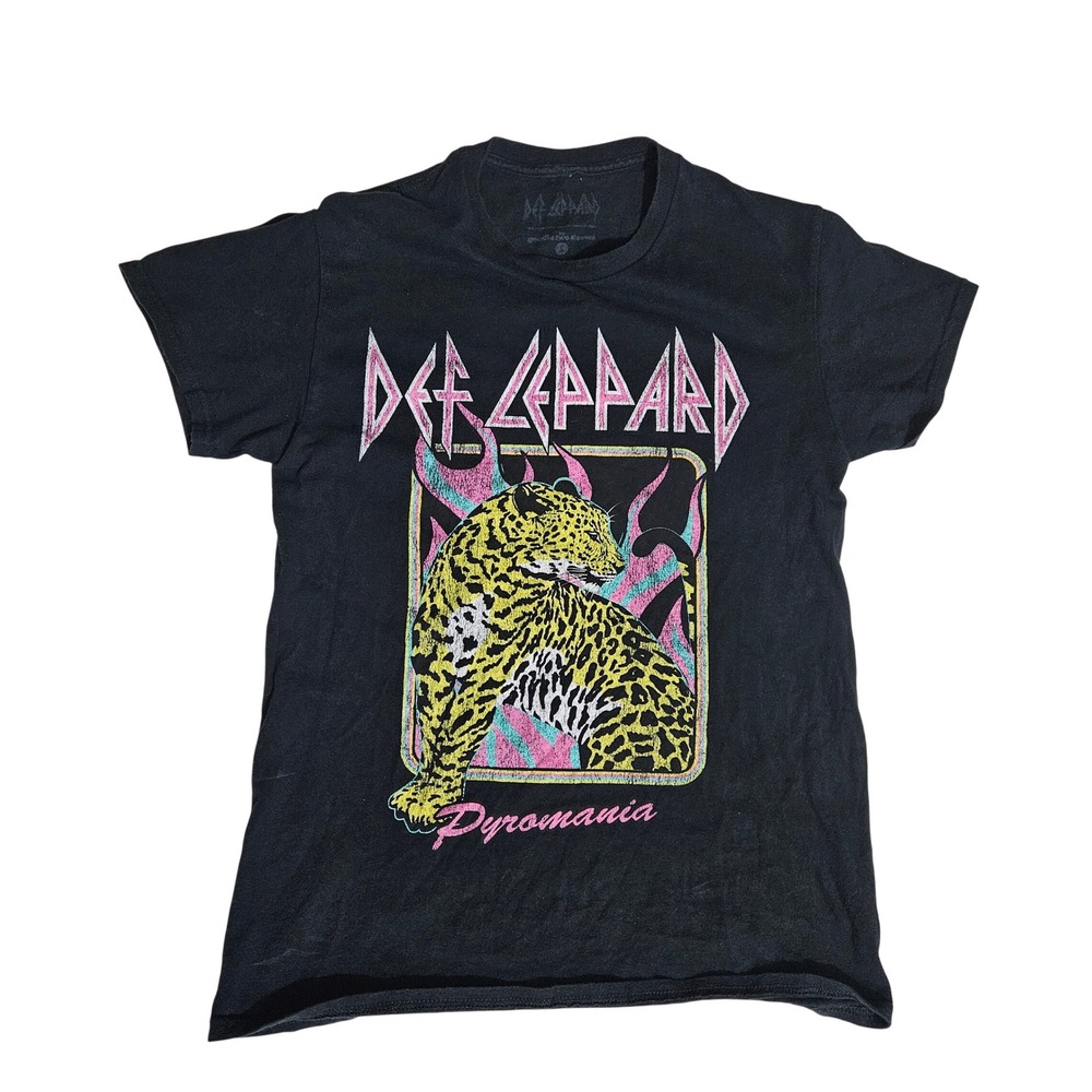 Def Leppard Pyromania Graphic T-Shirt Black Goodie Two Sleeves S Rock Band Tee